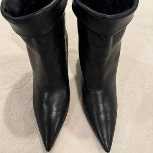 Saint Laurent Black Leather Heeled Boots